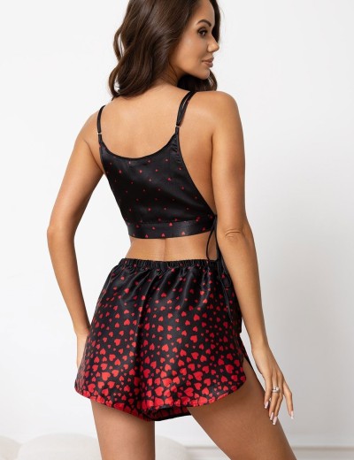Атласный комплект топ с шортами Mia-Amore NOEMI 2324, Цвет: черный, Размеры: XL, изображение 3