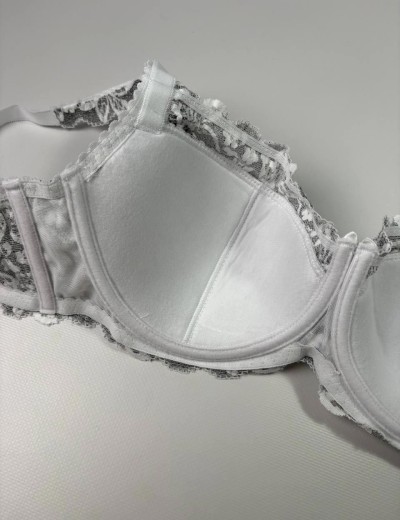 Бюстгальтер балконет кружево биколор Simona M 608 рябушка, Цвет: рябушка, Размеры: 80F, изображение 4