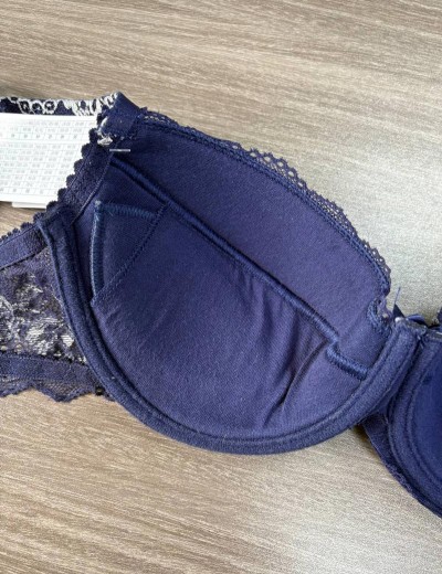 Бюстгальтер балконет пуш-ап биколор Simona M 870 синий-серебро, Цвет: синий-серебро, Размеры: 80B, изображение 5