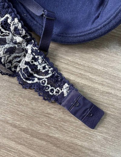 Бюстгальтер балконет пуш-ап биколор Simona M 870 синий-серебро, Цвет: синий-серебро, Размеры: 80B, изображение 7