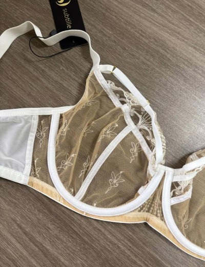 Легкий кружевной бюстгальтер Subtille AVRIL WHITE soft, Цвет: белый, Размеры: 65J, изображение 4