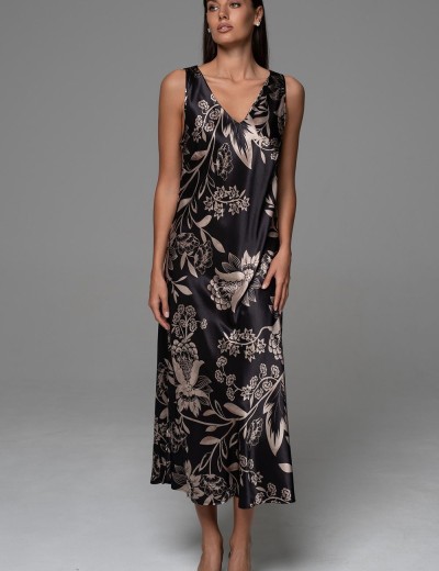 Длинная сорочка из шёлка Mia-Amore CARMINA 4828 черный, Цвет: черный, Размеры: 2XL, изображение 4