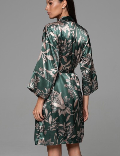 Короткий шёлковый халат Mia-Amore CARMINA 4843 изумрудный, Цвет: изумрудный, Размеры: 4XL/5XL, изображение 2