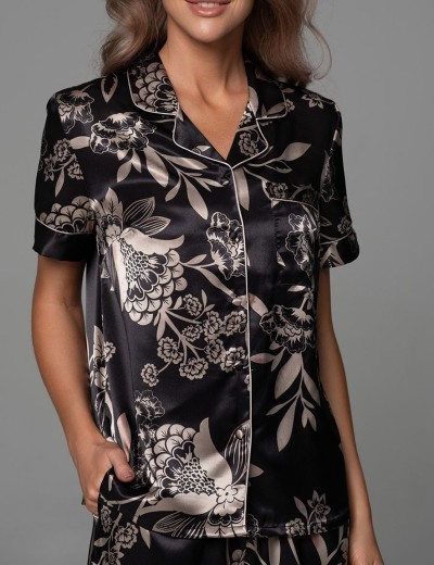 Пижама рубашка с шортами Mia-Amore CARMINA 4844 черный, Цвет: черный, Размеры: 4XL, изображение 3