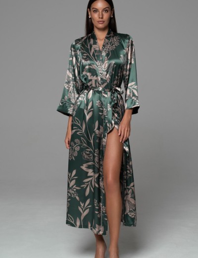 Длинный шёлковый халат Mia-Amore CARMINA 4849 изумрудный, Цвет: изумрудный, Размеры: 2XL/3XL, изображение 3