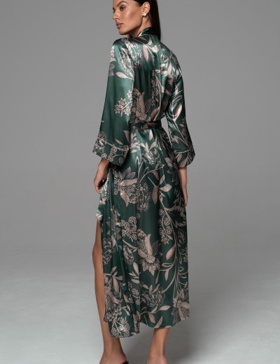 Длинный шёлковый халат Mia-Amore CARMINA 4849 изумрудный, Цвет: изумрудный, Размеры: 2XL/3XL, изображение 4