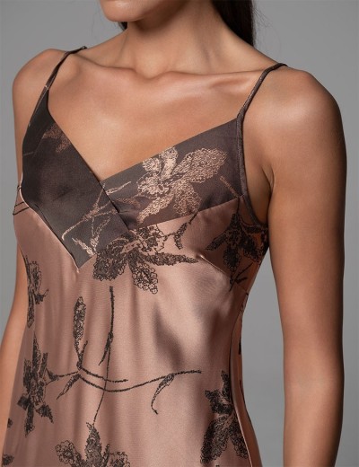 Длинная сорочка из смесового шёлка Mia-Amore SHEILA 4286, Цвет: кофейный, Размеры: 2XL, изображение 3