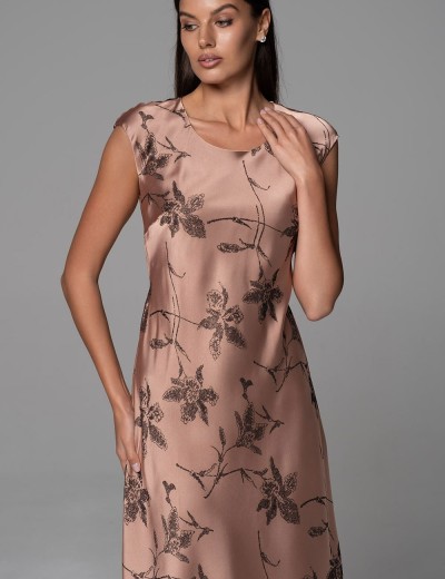 Платье из жаккардового смесового шёлка Mia-Amore SHEILA 4287, Цвет: кофейный, Размеры: 2XL, изображение 3