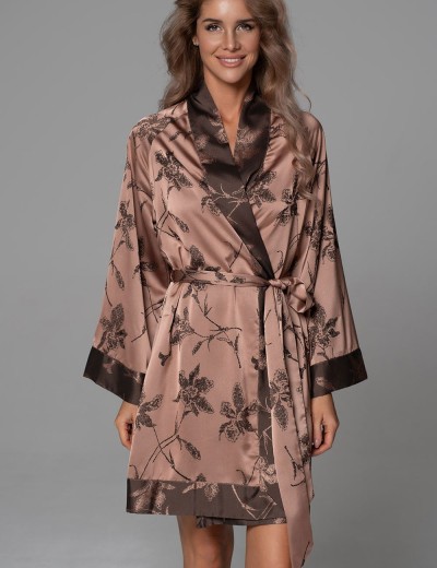 Халат из жаккардового смесового шёлка Mia-Amore SHEILA 4893, Цвет: кофейный, Размеры: 2XL/3XL, изображение 4