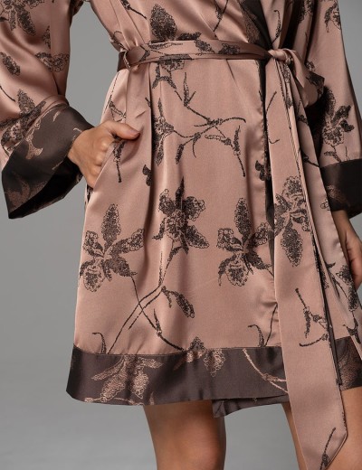 Халат из жаккардового смесового шёлка Mia-Amore SHEILA 4893, Цвет: кофейный, Размеры: 2XL/3XL, изображение 3