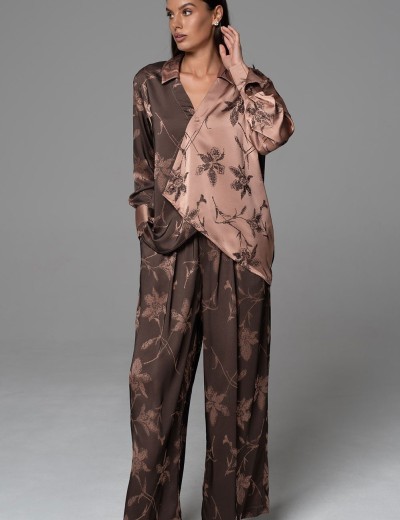 Шёлковый домашний комплект Mia-Amore SHEILA 4897, Цвет: кофейный, Размеры: 3XL, изображение 4