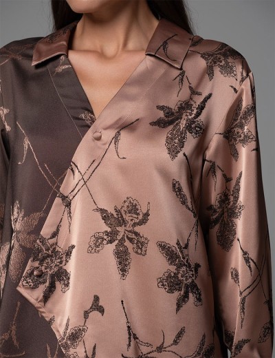 Шёлковый домашний комплект Mia-Amore SHEILA 4897, Цвет: кофейный, Размеры: 3XL, изображение 3