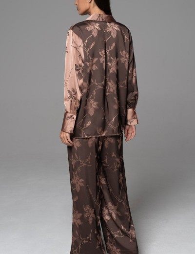 Шёлковый домашний комплект Mia-Amore SHEILA 4897, Цвет: кофейный, Размеры: 3XL, изображение 2