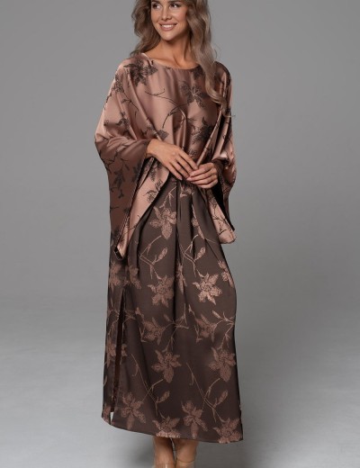 Туника из жаккардового двухцветного шёлка Mia-Amore SHEILA 4898, Цвет: кофейный, Размеры: 2XL/3XL, изображение 3