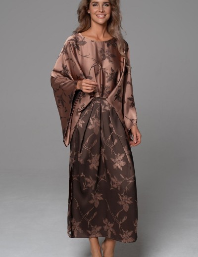 Туника из жаккардового двухцветного шёлка Mia-Amore SHEILA 4898, Цвет: кофейный, Размеры: 2XL/3XL, изображение 4