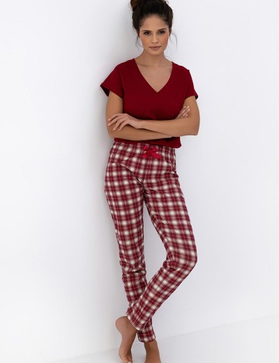 Пижама из футболки и брюк Sensis ALIVIA, Цвет: тёмно-красный, Размеры: L, изображение 4