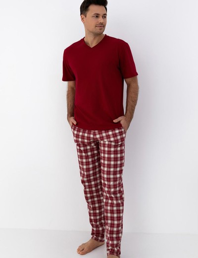 Хлопковая мужская пижама Sensis MATTHEW, Цвет: тёмно-красный, Размеры: L, изображение 4