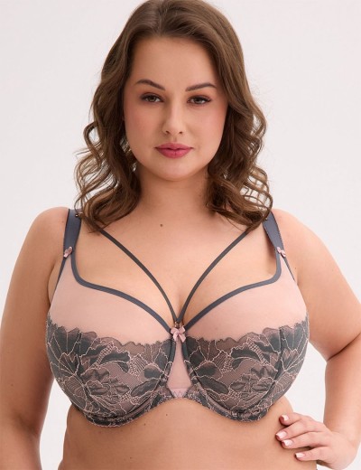 Бюстгальтер полумягкий большого размера Gaia 1318 PRIYA PU maxi графит, Цвет: графит, Размеры: 70K, изображение 4