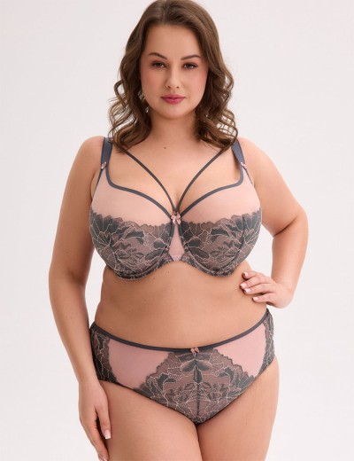 Бюстгальтер полумягкий большого размера Gaia 1318 PRIYA PU maxi графит, Цвет: графит, Размеры: 70K, изображение 5