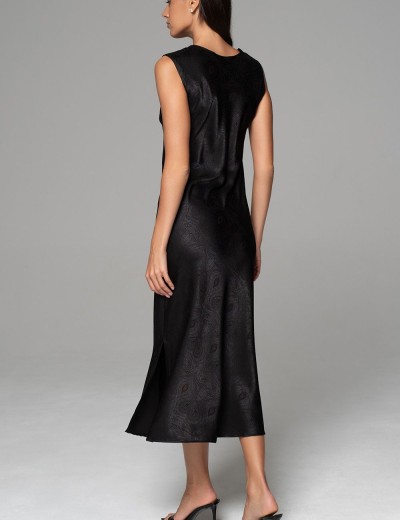 Длинная шёлковая сорочка Mia-Amore ANORA 4801 черный, Цвет: черный, Размеры: 2XL, изображение 3