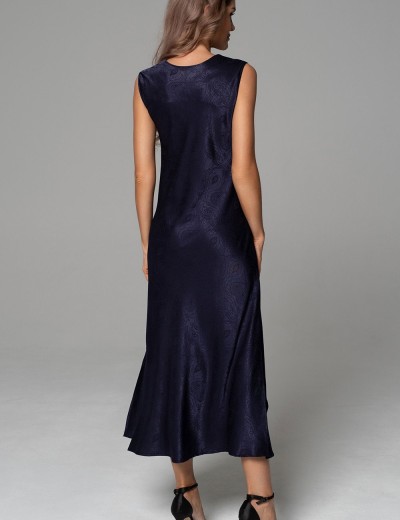 Длинная шёлковая сорочка Mia-Amore ANORA 4801 темно-синий, Цвет: темно-синий, Размеры: 2XL, изображение 2