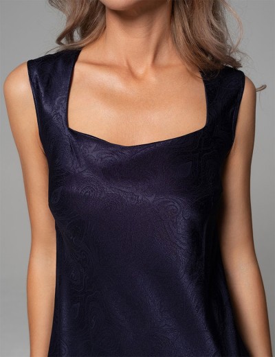 Длинная шёлковая сорочка Mia-Amore ANORA 4801 темно-синий, Цвет: темно-синий, Размеры: 2XL, изображение 3