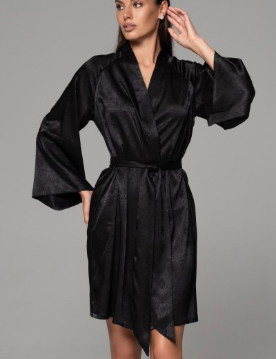 Халат из жаккардового шёлка Mia-Amore ANORA 4803 черный, Цвет: черный, Размеры: 2XL/3XL, изображение 3