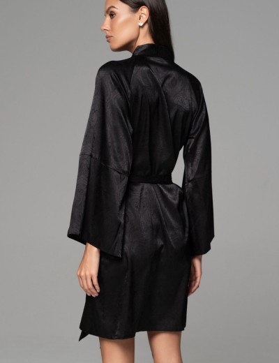 Халат из жаккардового шёлка Mia-Amore ANORA 4803 черный, Цвет: черный, Размеры: 2XL/3XL, изображение 2