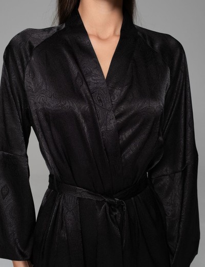 Халат из жаккардового шёлка Mia-Amore ANORA 4803 черный, Цвет: черный, Размеры: 2XL/3XL, изображение 4