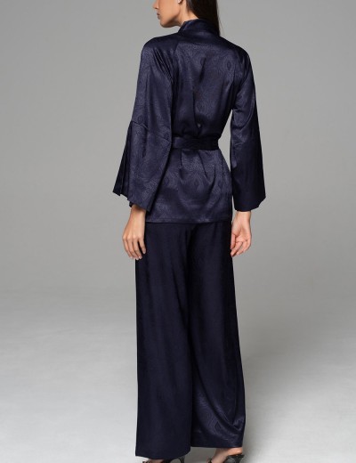 Шёлковая пижама-тройка Mia-Amore ANORA 4805 темно-синий, Цвет: темно-синий, Размеры: 2XL, изображение 4