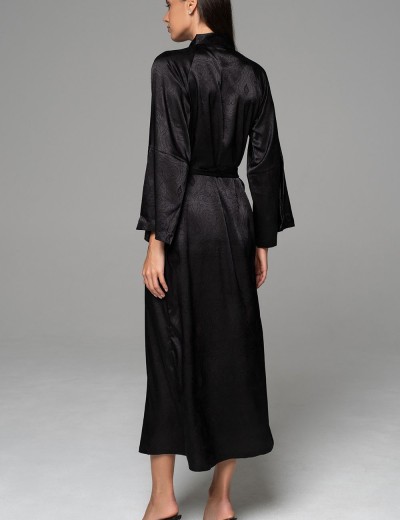 Халат с жаккардовым узором Mia-Amore ANORA 4809 черный, Цвет: черный, Размеры: 2XL/3XL, изображение 4