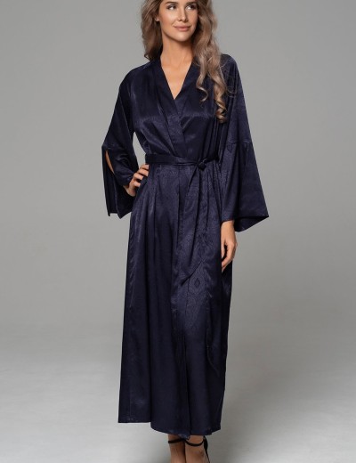 Халат с жаккардовым узором Mia-Amore ANORA 4809 темно-синий, Цвет: темно-синий, Размеры: 2XL/3XL, изображение 4