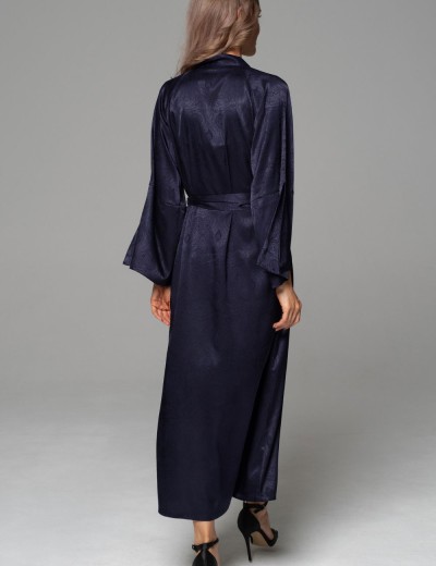 Халат с жаккардовым узором Mia-Amore ANORA 4809 темно-синий, Цвет: темно-синий, Размеры: 2XL/3XL, изображение 2