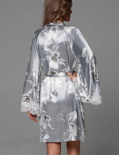 Короткий запашной халат Mia-Amore ARABEL 4773 серебристый, Цвет: серебристый, Размеры: 2XL/3XL, изображение 3