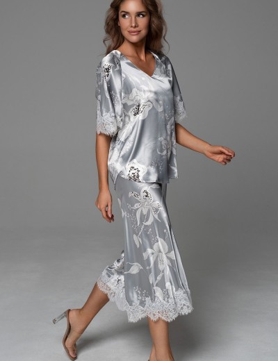 Шёлковая пижама Mia-Amore ARABEL 4775 серебристый, Цвет: серебристый, Размеры: 2XL, изображение 2