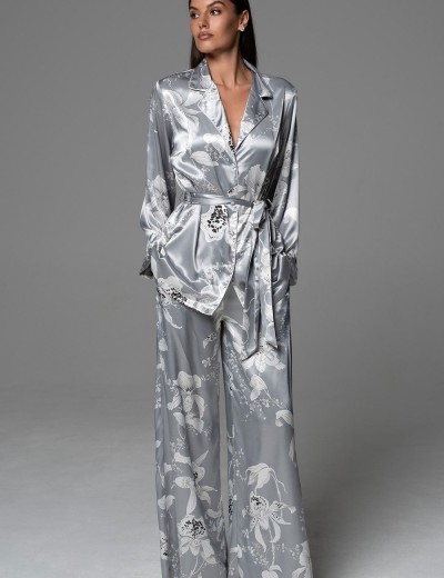 Шёлковая классическая пижама Mia-Amore ARABEL 4777 серебристый, Цвет: серебристый, Размеры: 2XL, изображение 3