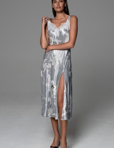 Шёлковая сорочка с рельефами Mia-Amore ARABEL 4778 серебристый, Цвет: серебристый, Размеры: 3XL, изображение 3