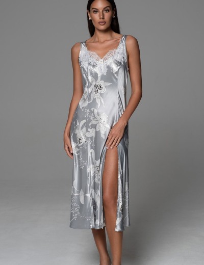 Шёлковая сорочка с рельефами Mia-Amore ARABEL 4778 серебристый, Цвет: серебристый, Размеры: 3XL, изображение 4