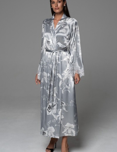 Длинный запашной халат Mia-Amore ARABEL 4779 серебристый, Цвет: серебристый, Размеры: 2XL/3XL, изображение 4