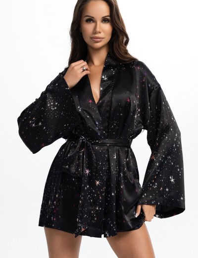 Пижама тройка из атласа Mia-Amore ESTELLA 2245, Цвет: черный, Размеры: 2XL, изображение 4