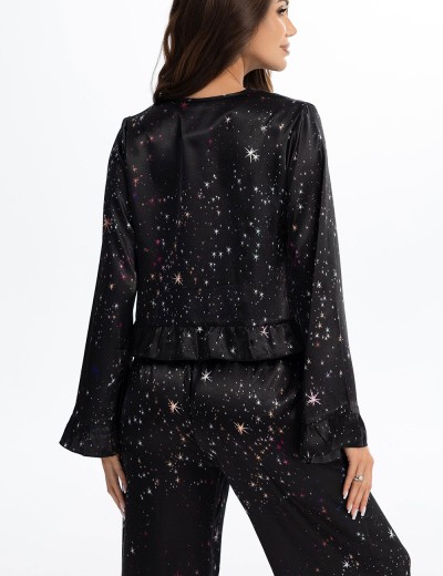 Атласная пижама Mia-Amore ESTELLA 2246, Цвет: черный, Размеры: 2XL, изображение 2