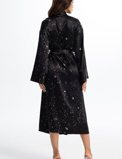 Длинный атласный халат Mia-Amore ESTELLA 2249, Цвет: черный, Размеры: 2XL/3XL, изображение 2