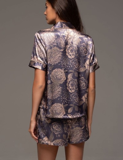 Шёлковая пижама с шортами Mia-Amore GIOCONDA 4684, Цвет: мультицвет, Размеры: 2XL, изображение 2