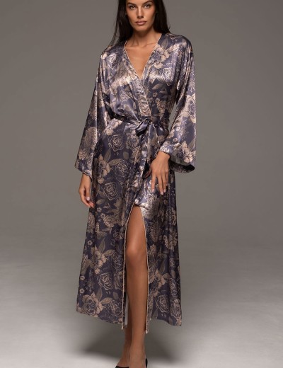 Длинный шёлковый халат Mia-Amore GIOCONDA 4689, Цвет: мультицвет, Размеры: 2XL/3XL, изображение 2