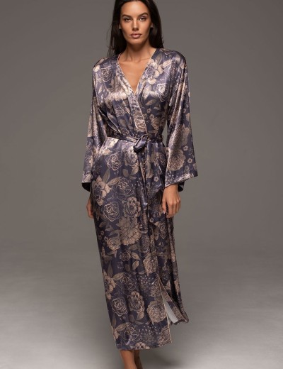 Длинный шёлковый халат Mia-Amore GIOCONDA 4689, Цвет: мультицвет, Размеры: 2XL/3XL, изображение 4