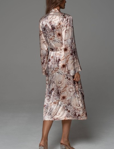 Длинный шёлковый халат Mia-Amore LAUREL 4789, Цвет: мультицвет, Размеры: 4XL/5XL, изображение 4