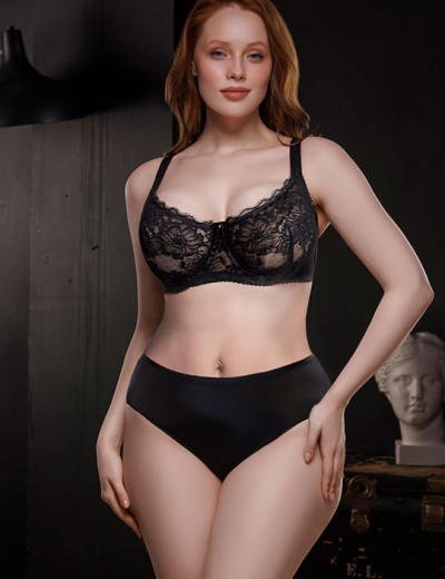 Кружевной бюстгальтер балконет Mioocchi SILVA 8319 nero, Цвет: nero (черный), Размеры: 80D, изображение 4