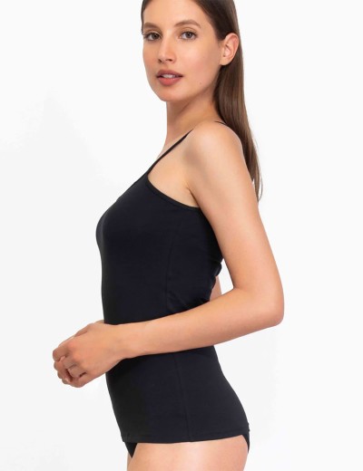 Хлопковая майка на тонких бретелях Sielei NATURAL COTTON 1430 nero, Цвет: nero (черный), Размеры: S, изображение 3