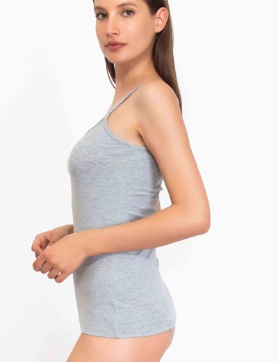 Хлопковая майка на тонких бретелях Sielei NATURAL COTTON 1430 grigio melange, Цвет: grigio melange, Размеры: S, изображение 3