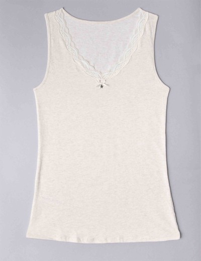 Хлопковая майка широкие бретели Sielei NATURAL COTTON 1436 ecru melange, Цвет: ecru melange, Размеры: XS, изображение 3